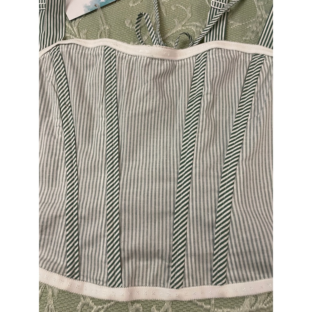 Watermelon Sugar Dana Tank Corset XL Cotton Crochet Trim Peppermint Stripe‎ NWT - Picture 14 of 16